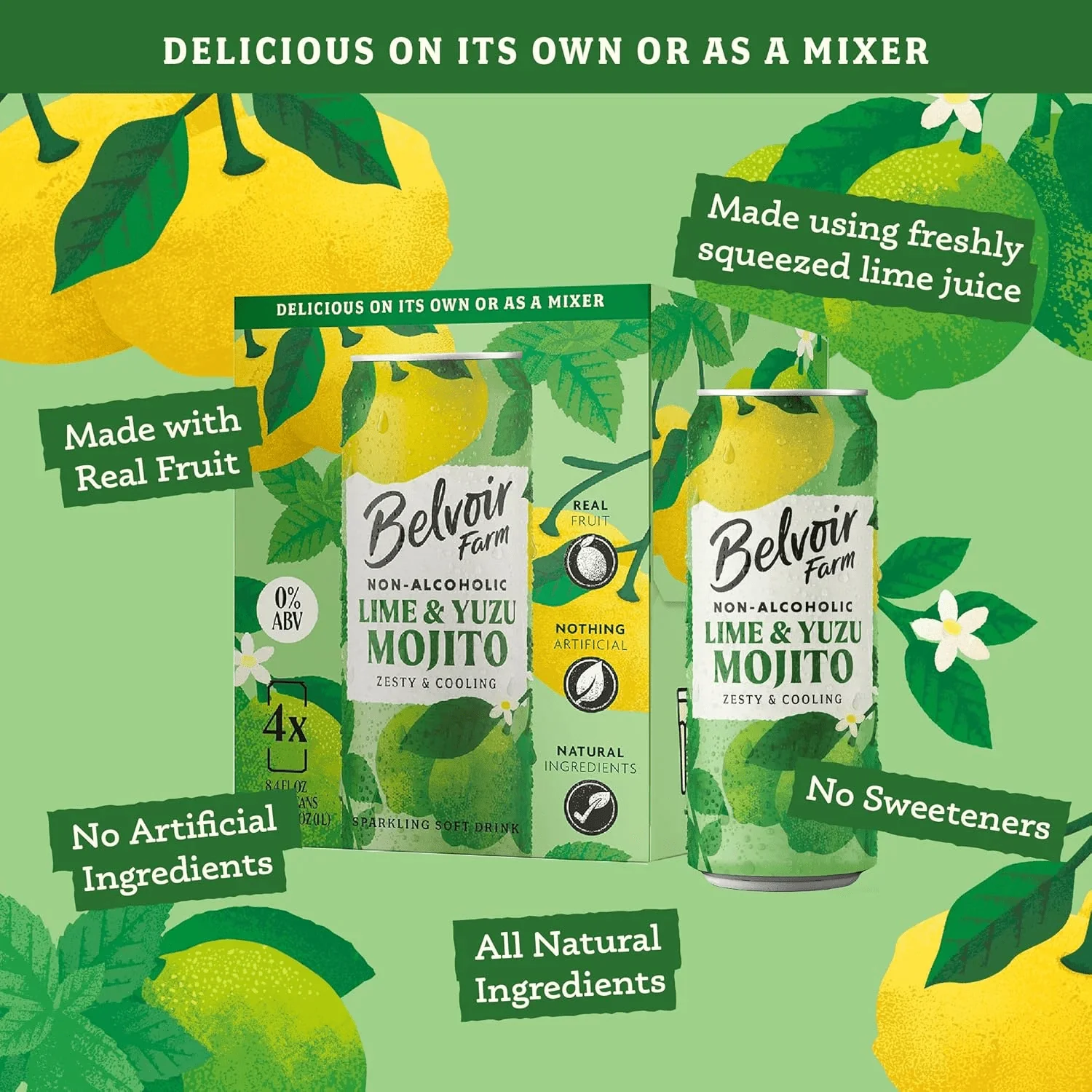 Non-Alcoholic Lime Yuzu Cocktail (4 Pack) - Image 3