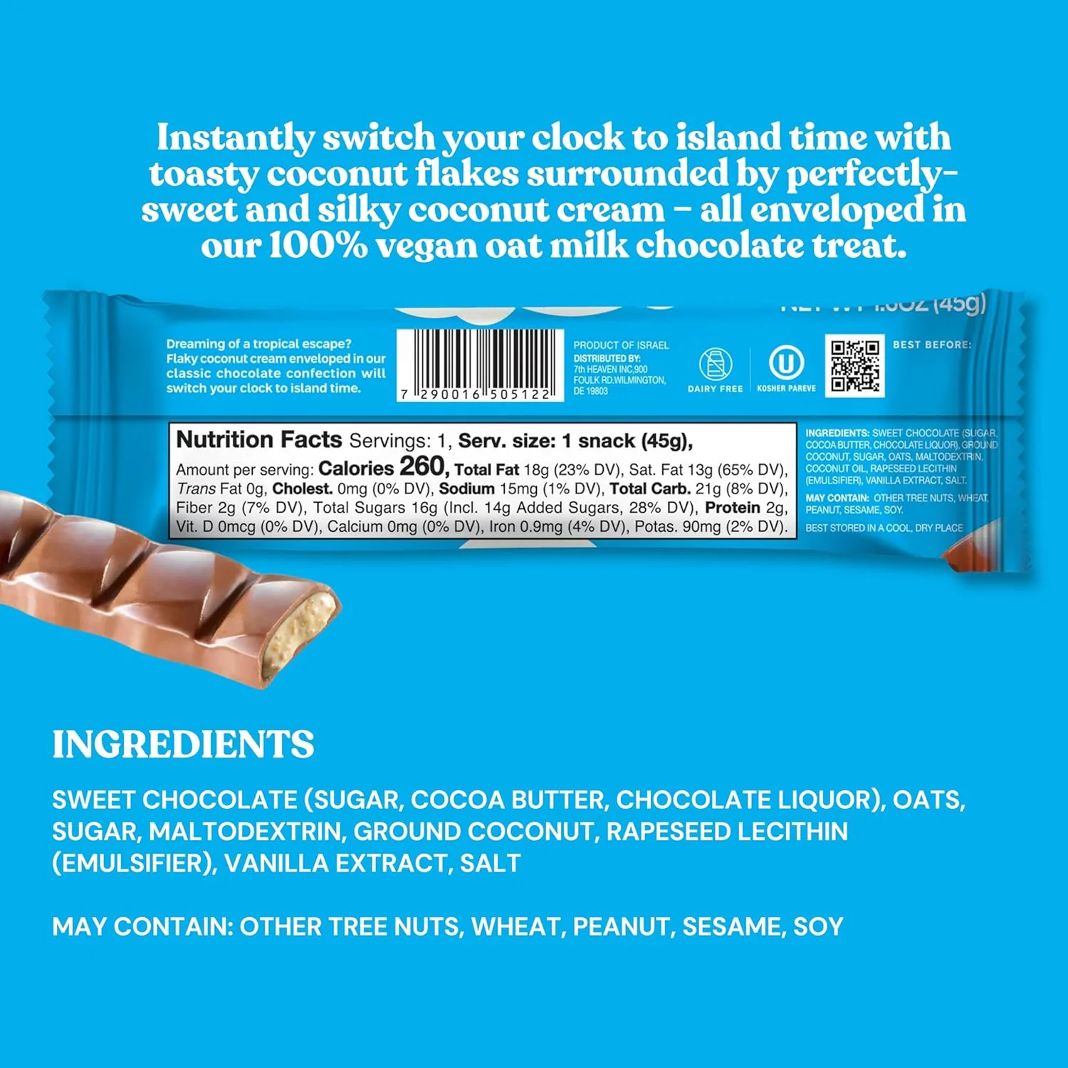 Oat Milk Caramelized Coconut Chocolate Bar - Image 4