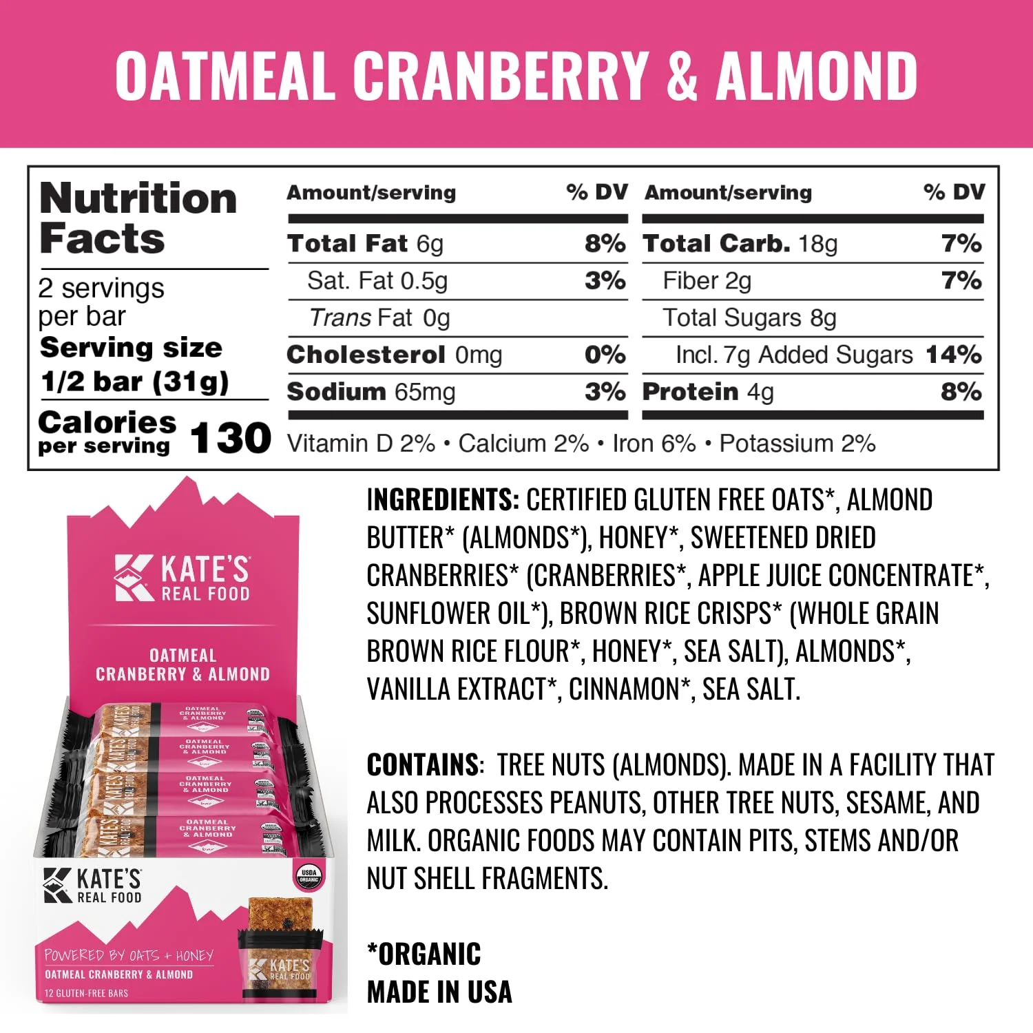 Oatmeal Cranberry Almond Bar (12 CT) - Image 2