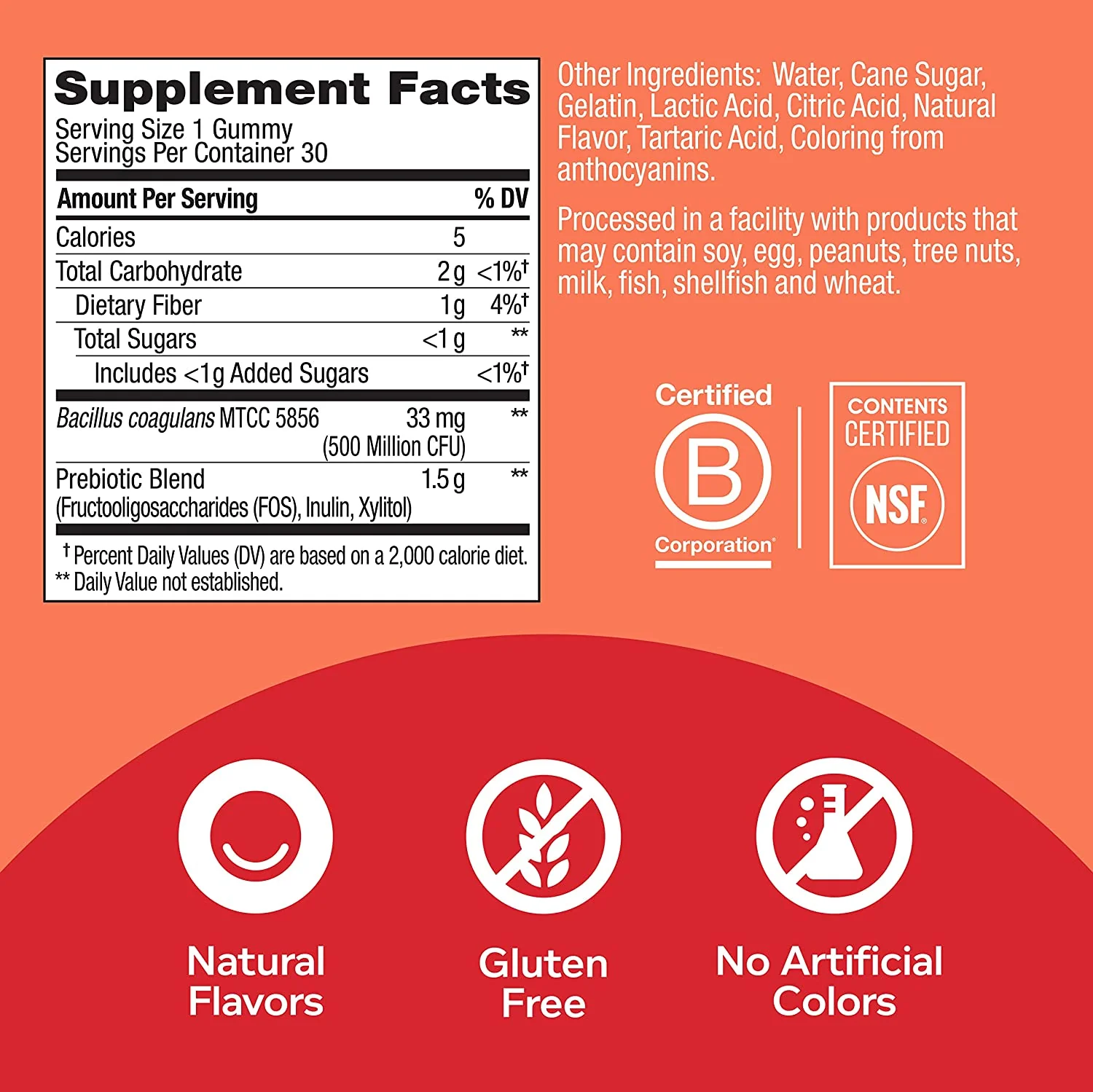 Probiotic & Prebiotic Gummies Peach 30Ct - Image 3