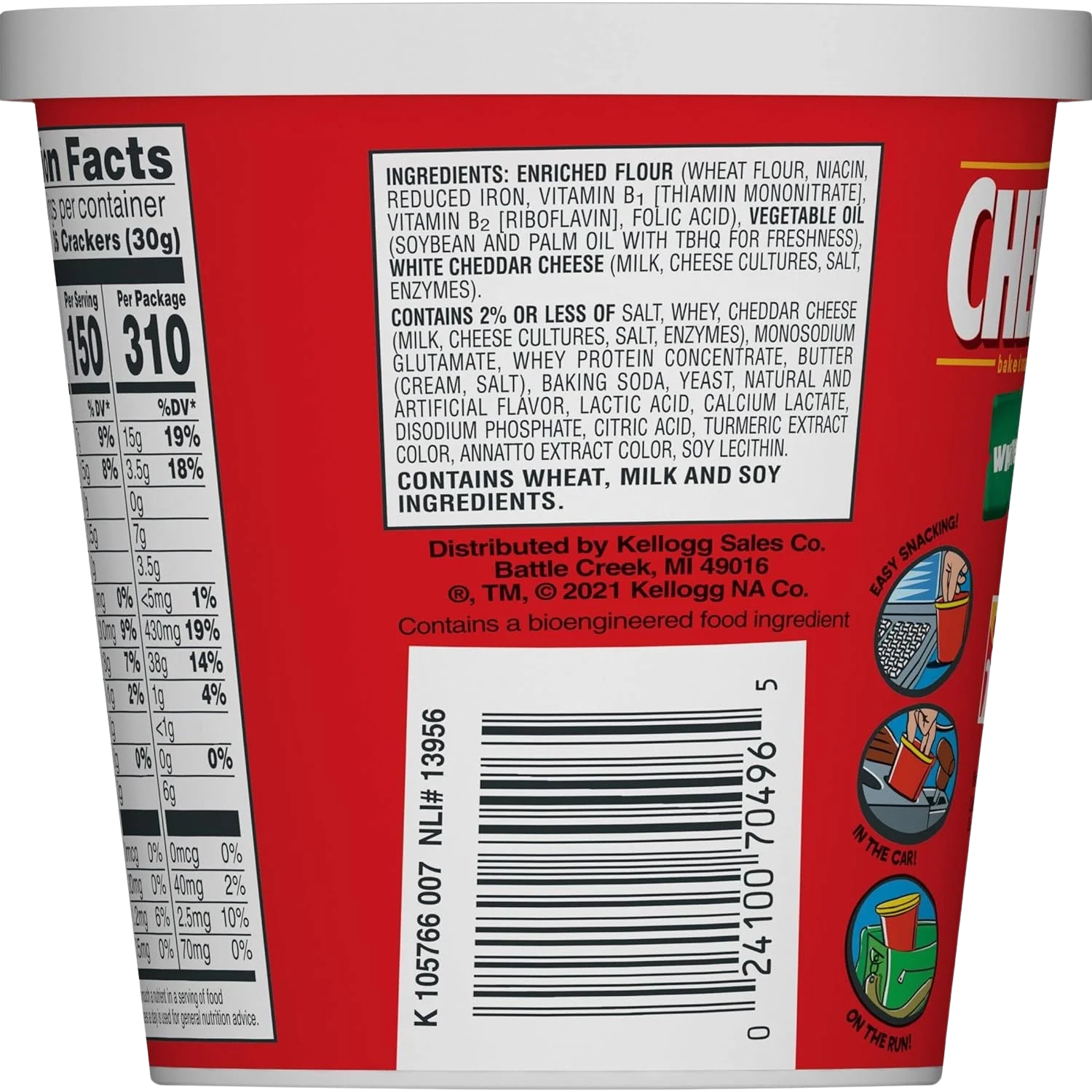 On-the-Go Cup Baked Snack Crackers - White Cheddar (10 Pack) - Image 4