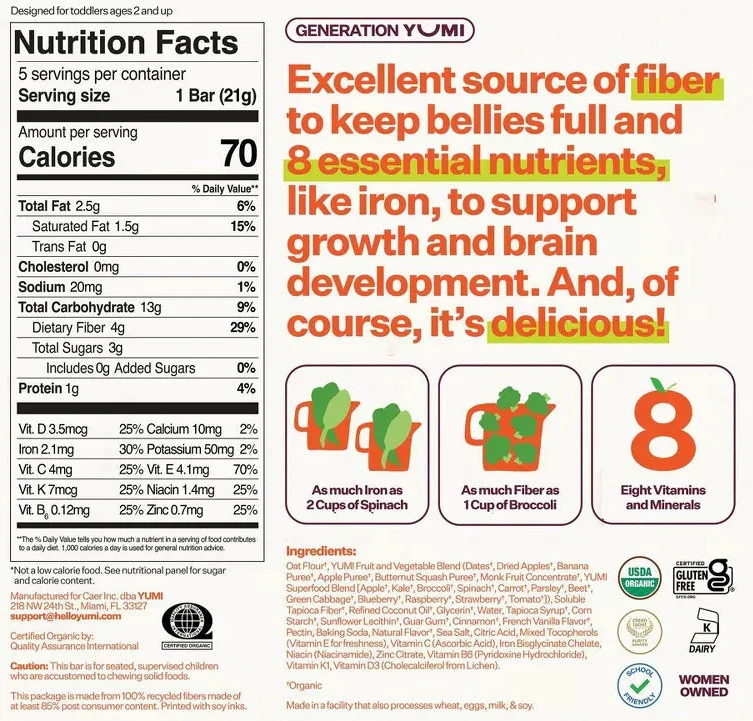 Organic Apple Cinnamon Squash Baby Snack Bars (5 CT) - Image 4