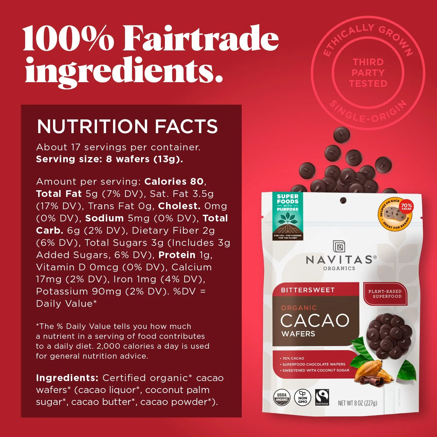 Organic Bittersweet Cacao Wafer Chips - Image 4