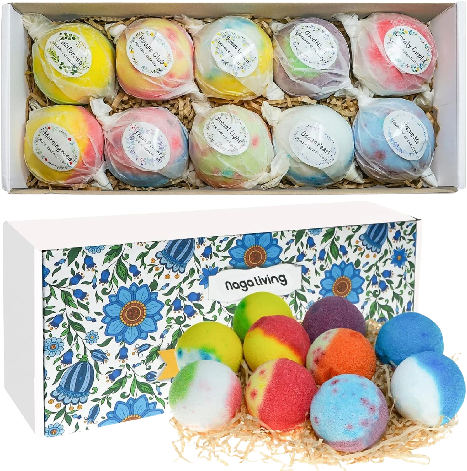 Organic Bubble Bath Bombs Gift Set (10 Pack)