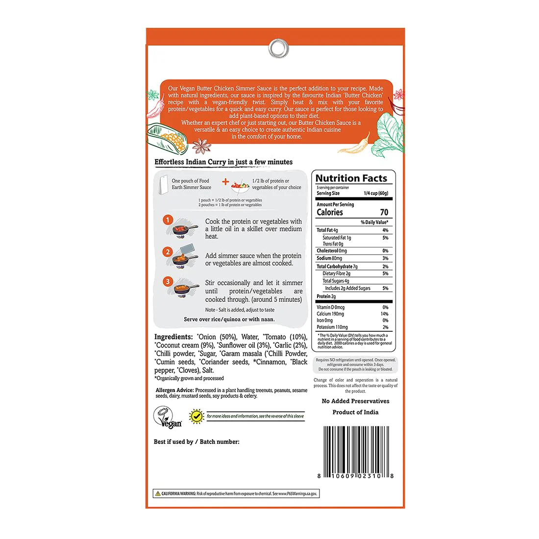 Organic Butter Chicken Simmer Sauce - Image 4