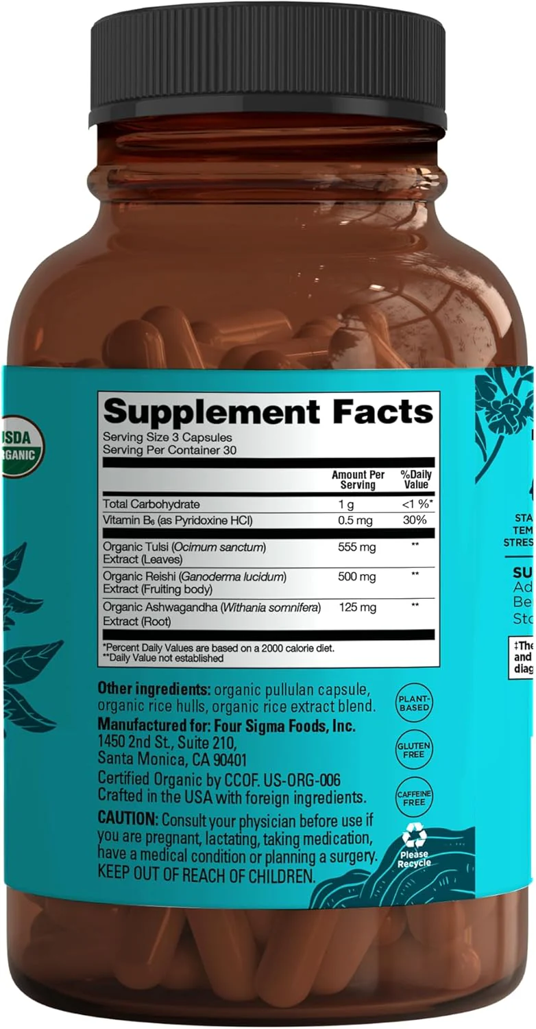Organic Calm Mushroom Complex Vitamin Capsules (90 CT) - Image 2