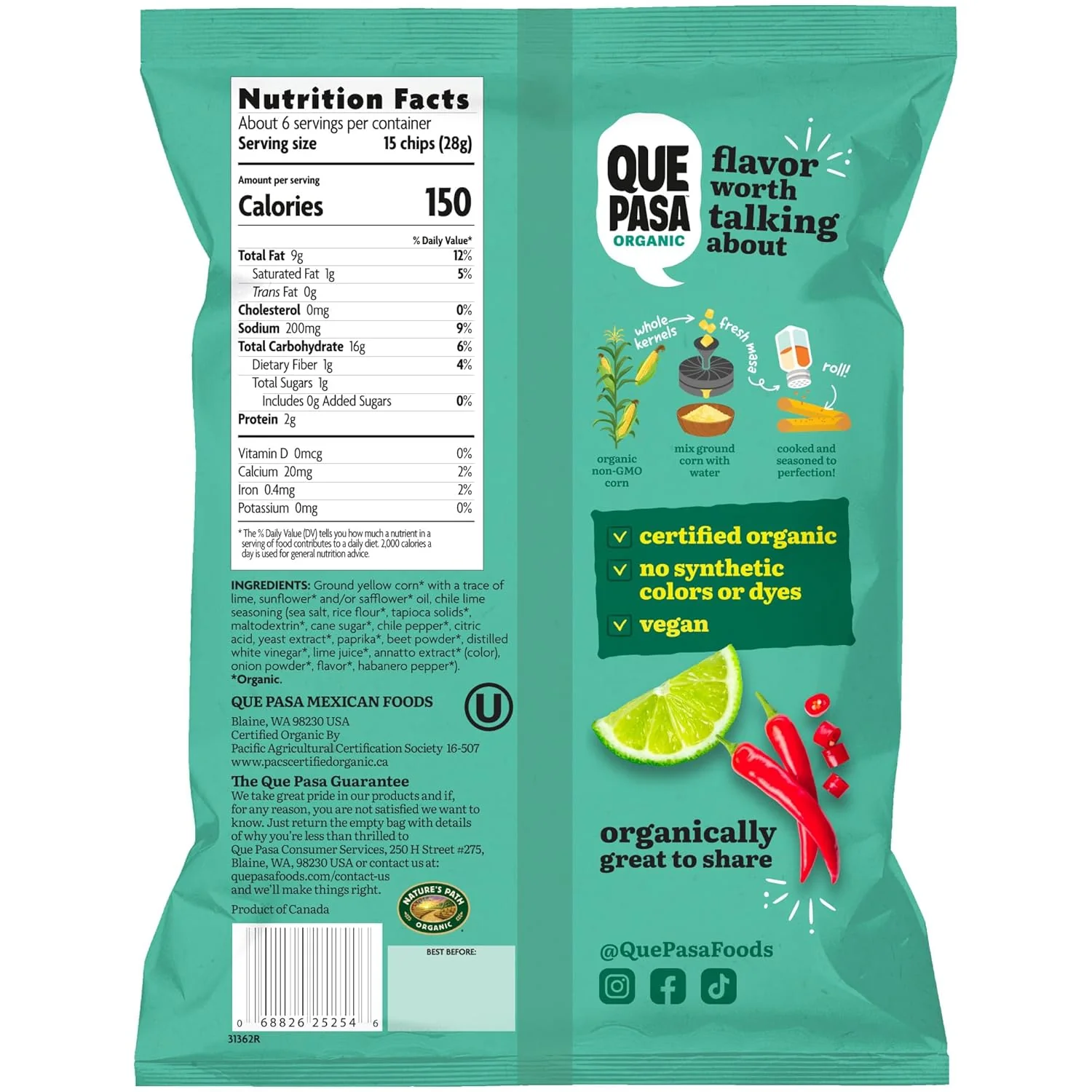 Organic Chile Lime Rolled Tortilla Chips - Image 3