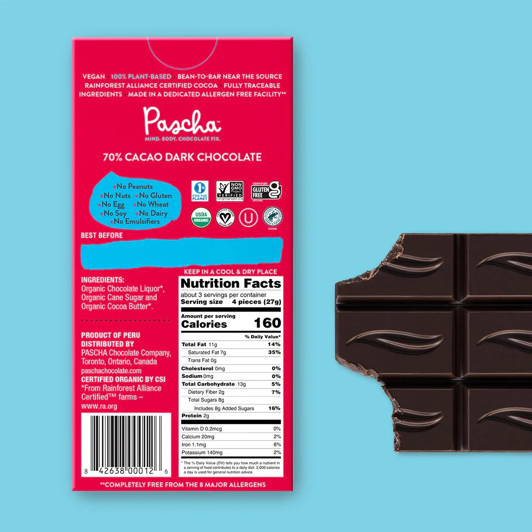 Organic Dark Chocolate Bar 70% Cacao - Image 2