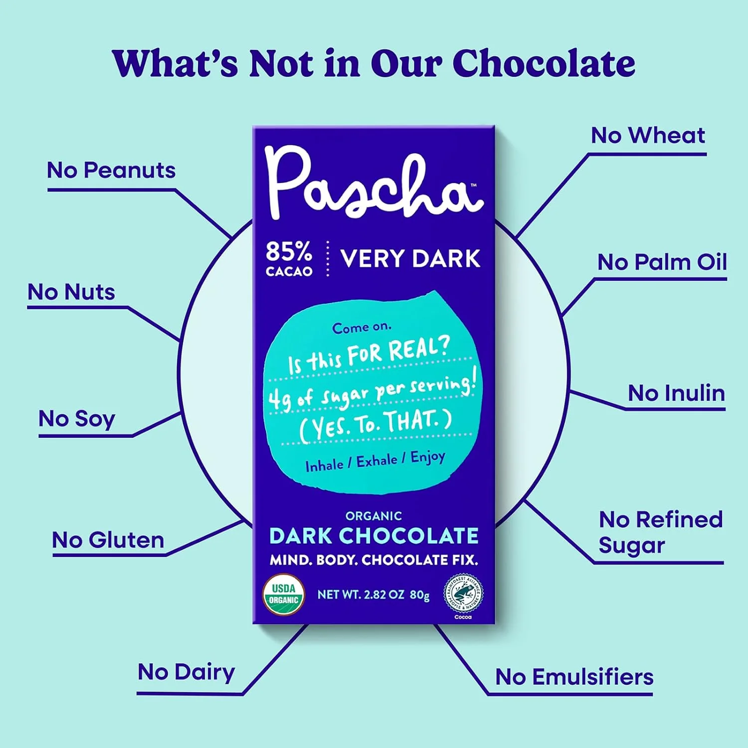Organic Dark Chocolate Bar 85% Cacao - Image 2