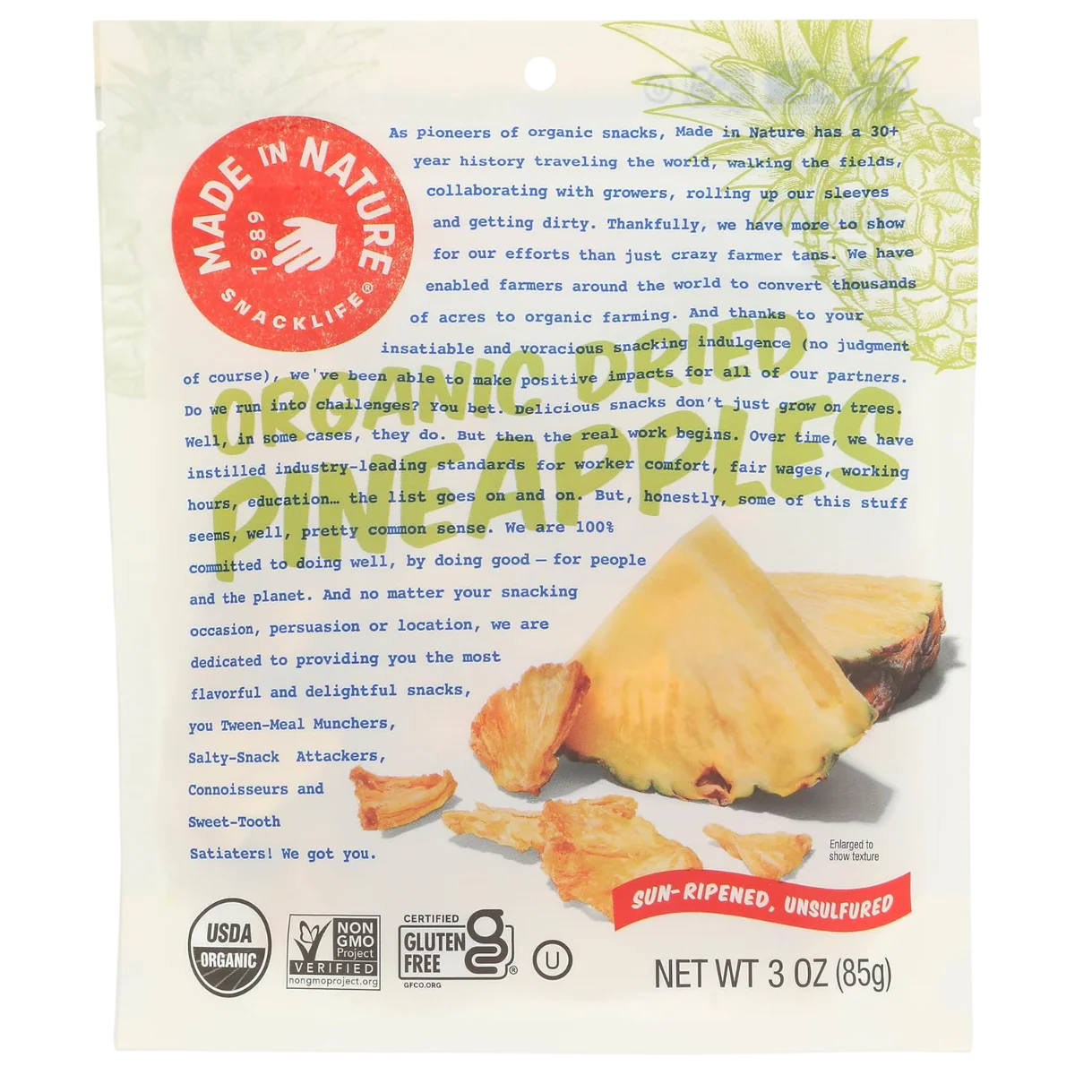 Organic Dried Pineapple Pieces