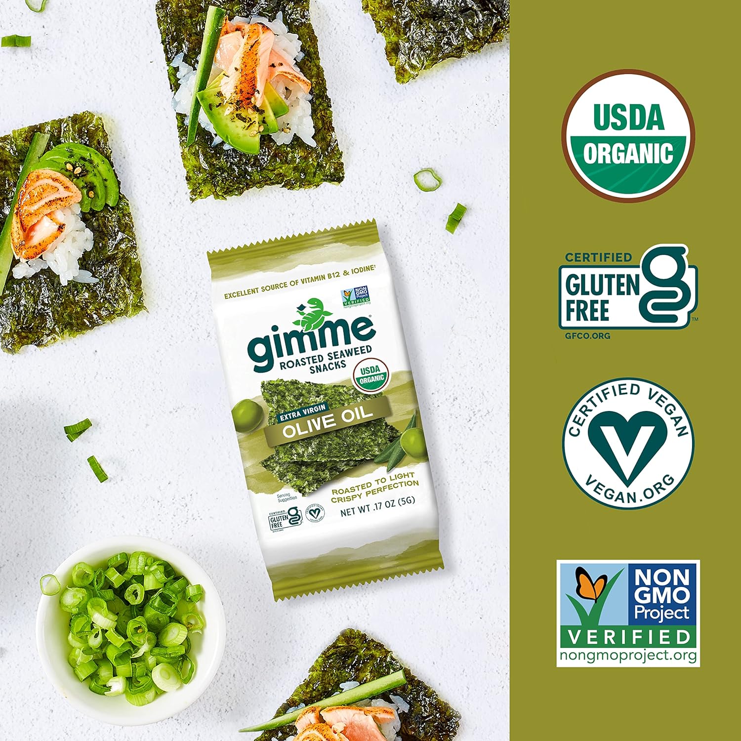 Organic Extra Virgin Olive Oil Roasted Seaweed (6 Pack) - Image 4