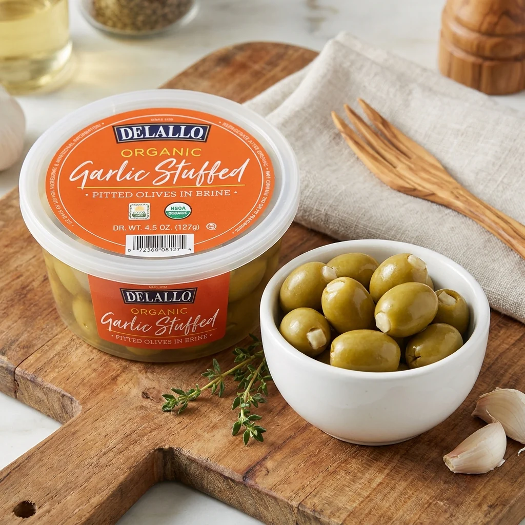Organic Garlic Stuffed Pitted Olives In Brine - Image 2