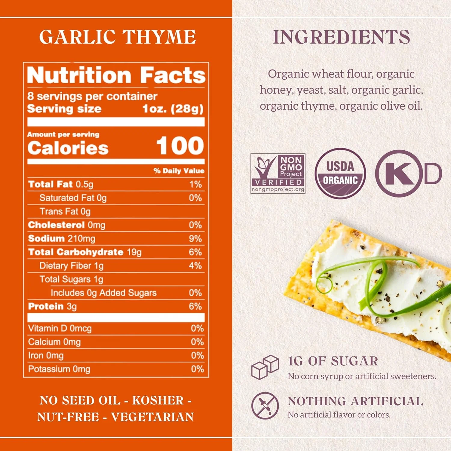 Organic Garlic & Thyme Baked Crackers - Image 4