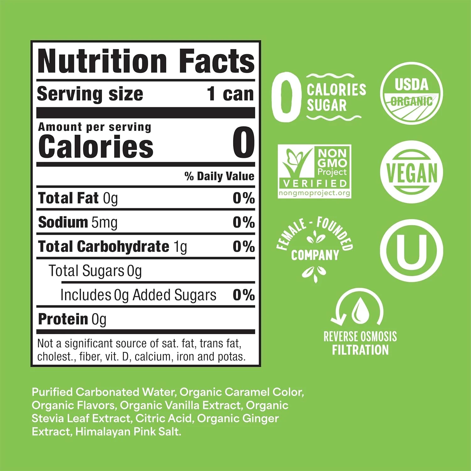 Organic Ginger Ale Zero Sugar Soda (12 Pack) - Image 2