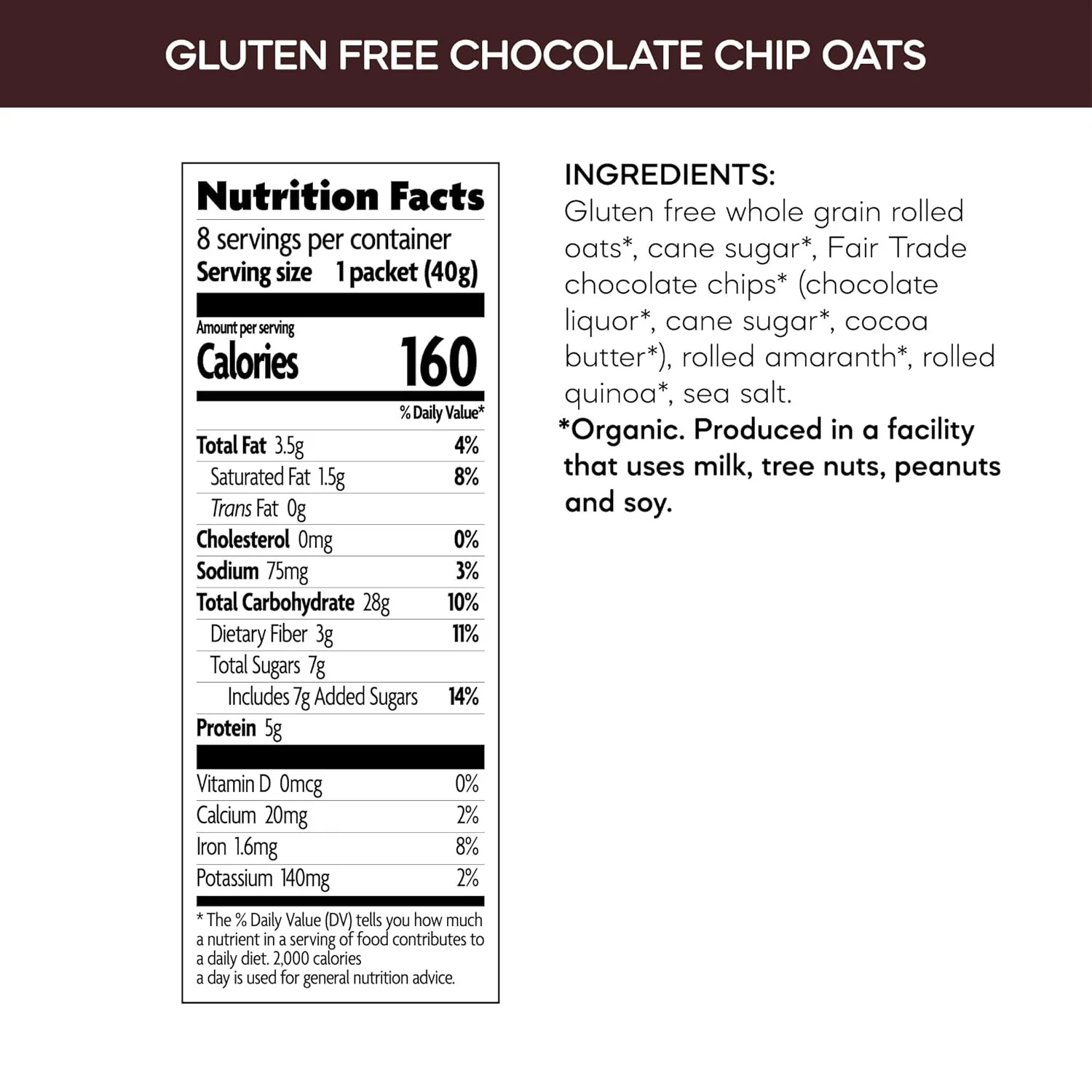 Organic Gluten Free Chocolate Chip Oatmeal - Image 4