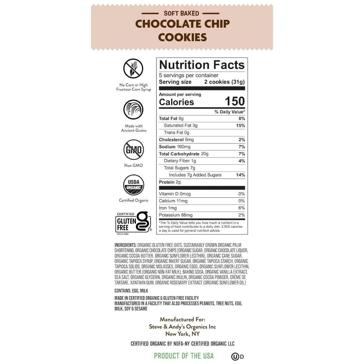 Organic Gluten Free Soft Baked Chocolate Chip Cookies - Image 2