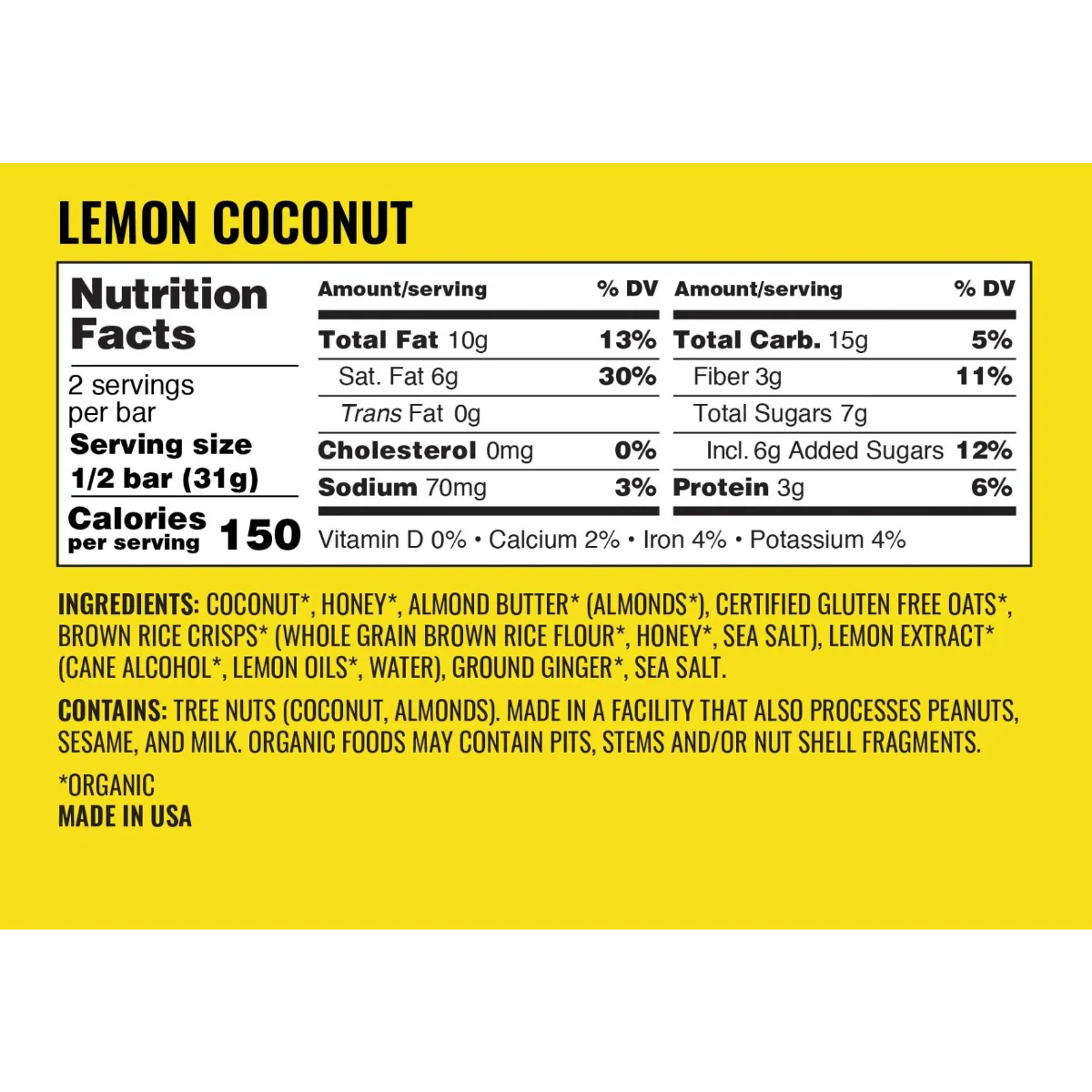 Organic Granola Bars - Lemon Coconut (12 CT) - Image 4