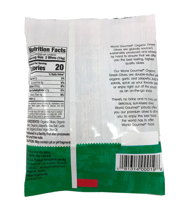 Organic Green Olives Double Stuffed with Jalapeno & Garlic - Image 2