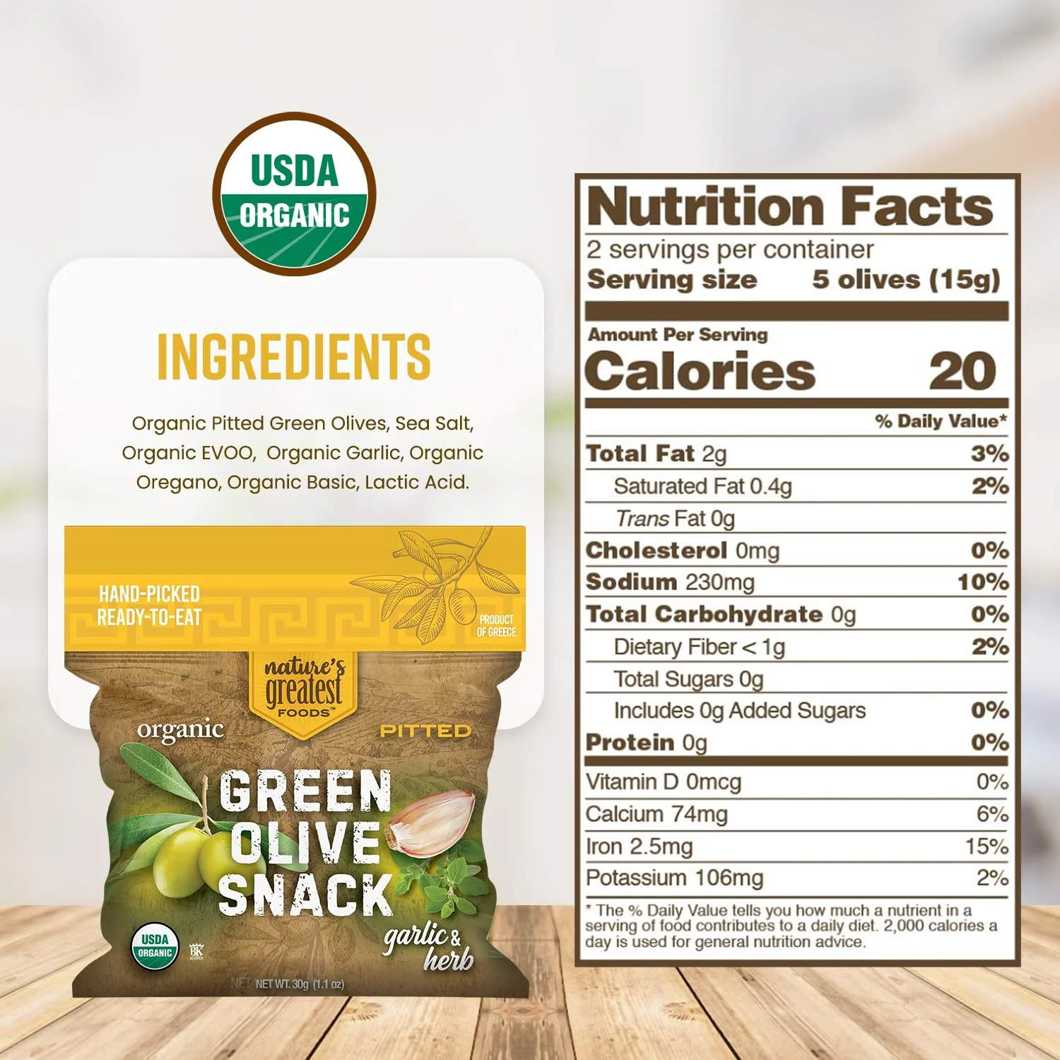 Organic Green Olives Garlic And Herb (24 Pack) - Image 5