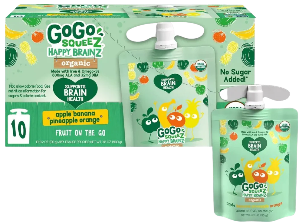 Organic Happy BrainZ Applesauce (10 Pack)