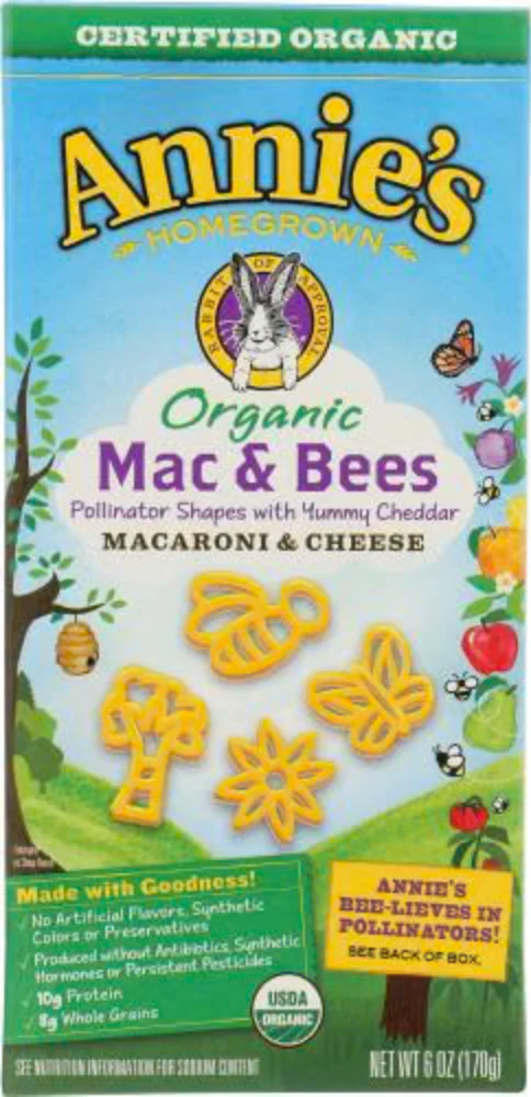 Organic Mac & Bees Pollinator Shapes Pasta with Yummy Cheddar (Macaroni & Cheese)