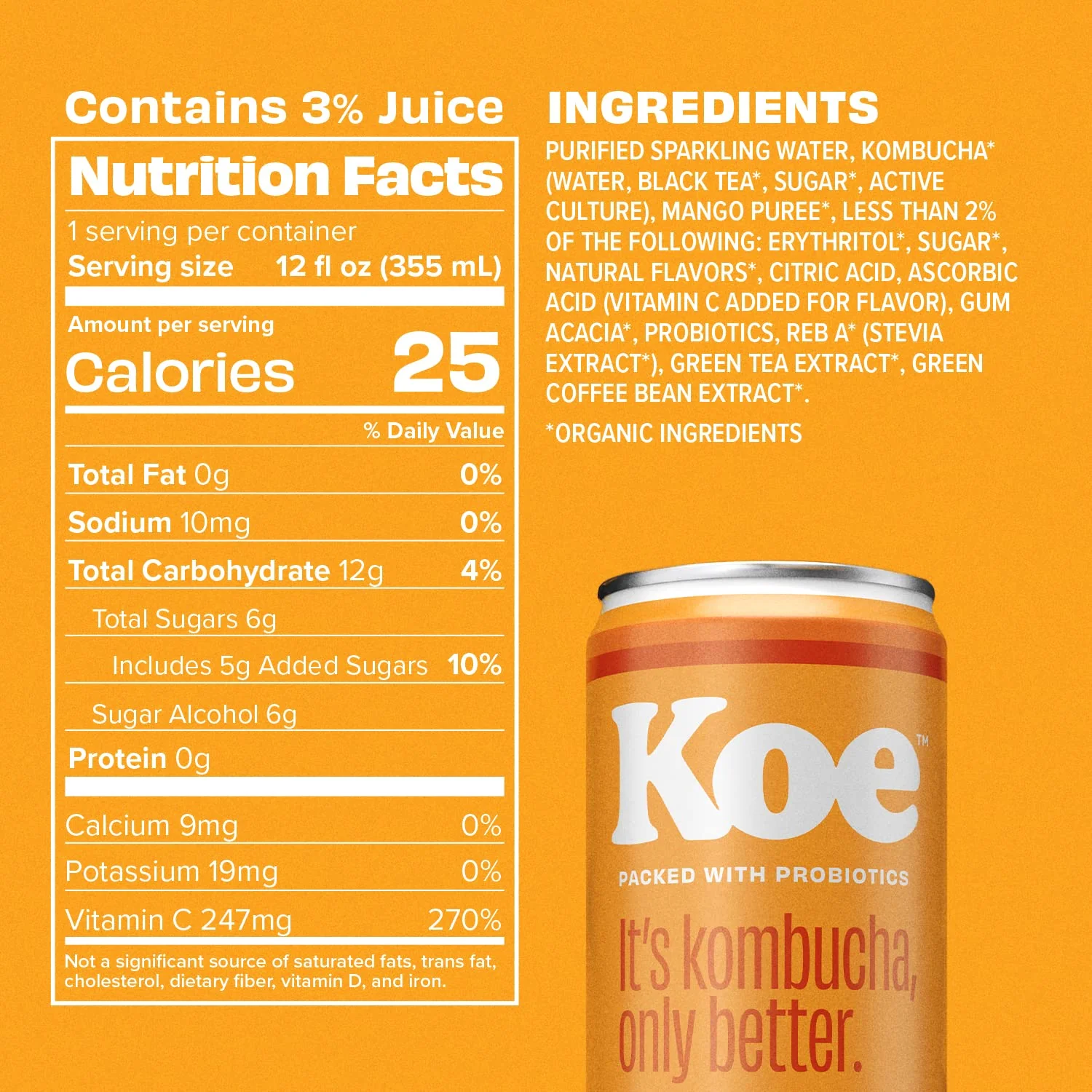 Organic Mango Kombucha (12 Pack) - Image 6