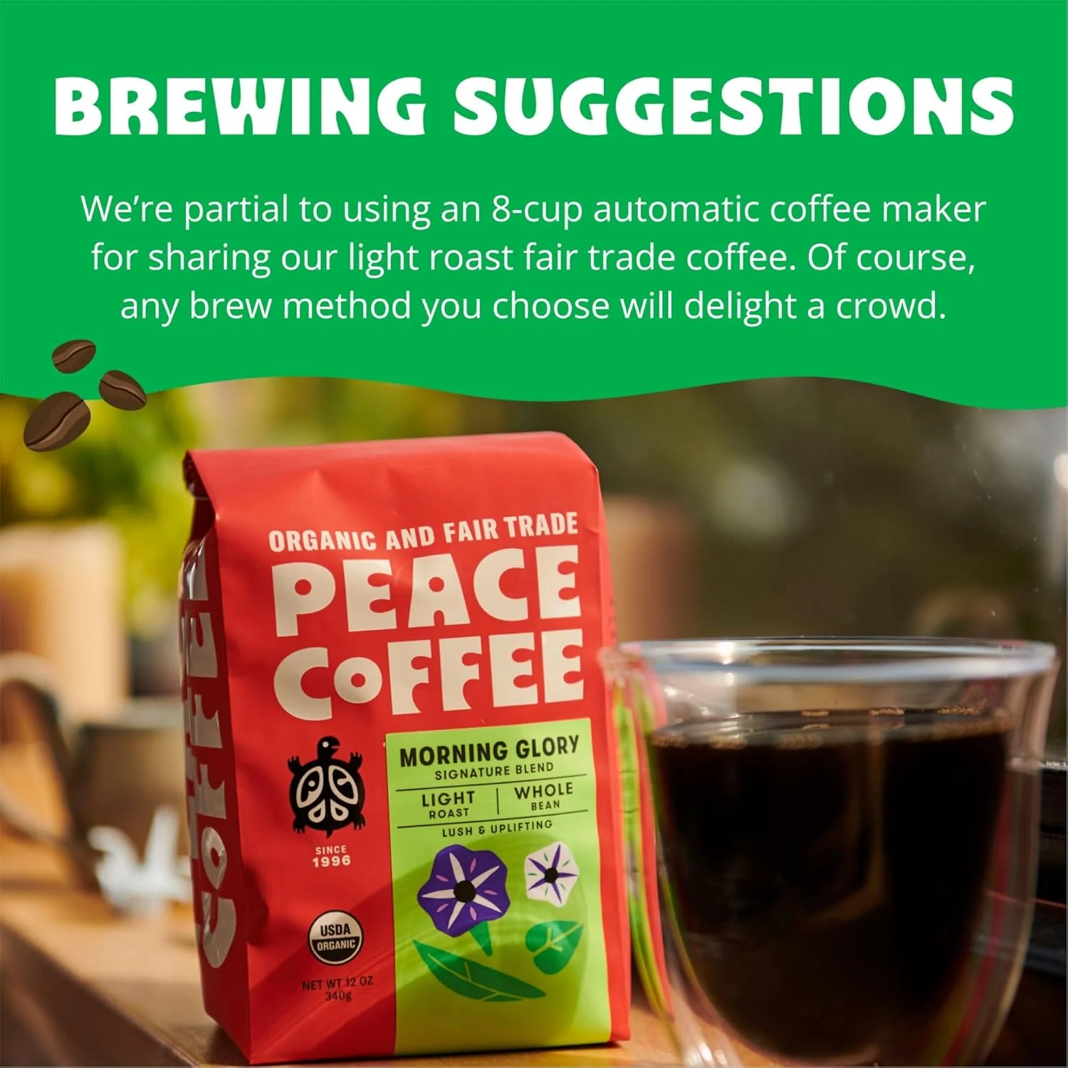 Organic Whole Bean Morning Glory Light Roast Coffee - Image 2