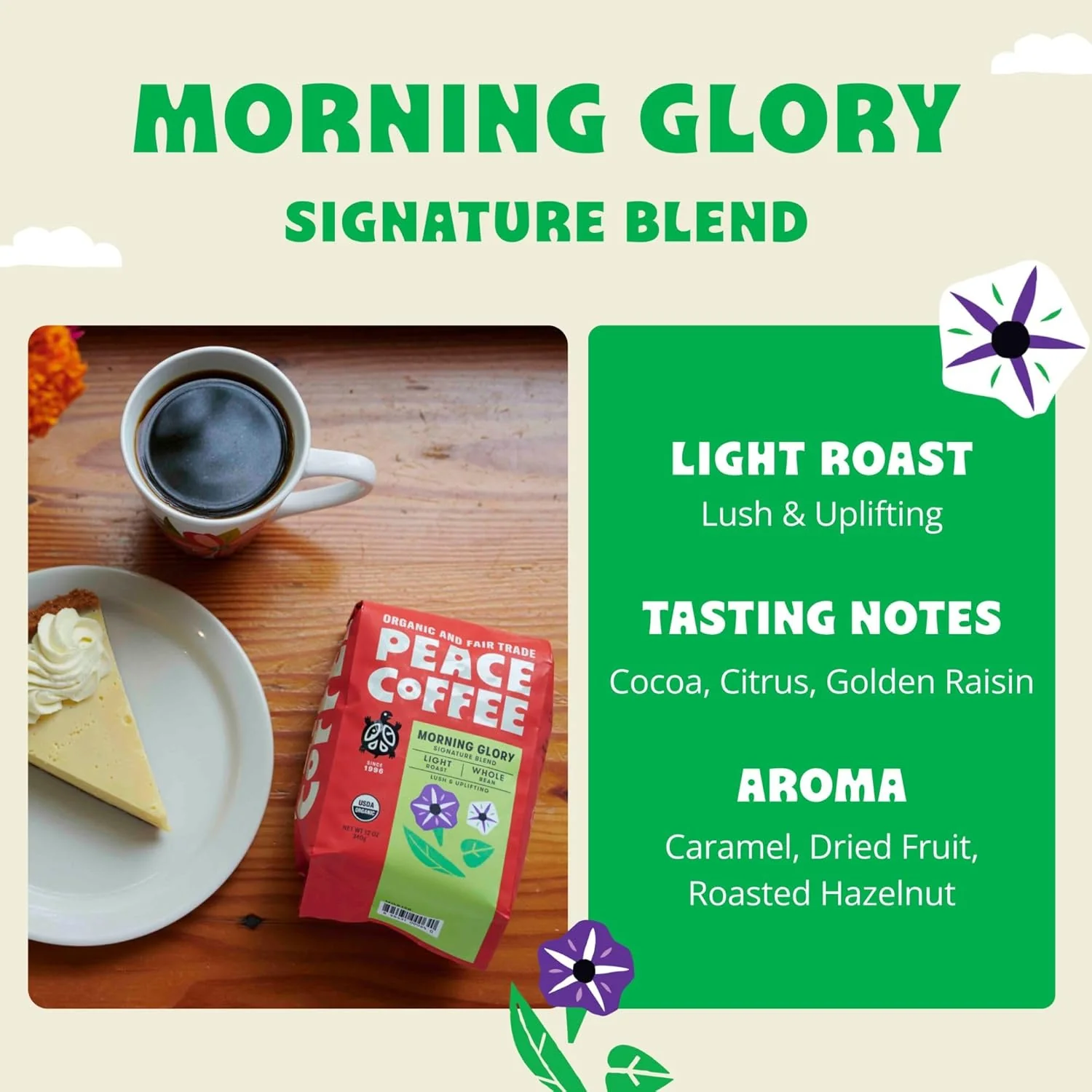 Organic Whole Bean Morning Glory Light Roast Coffee - Image 4
