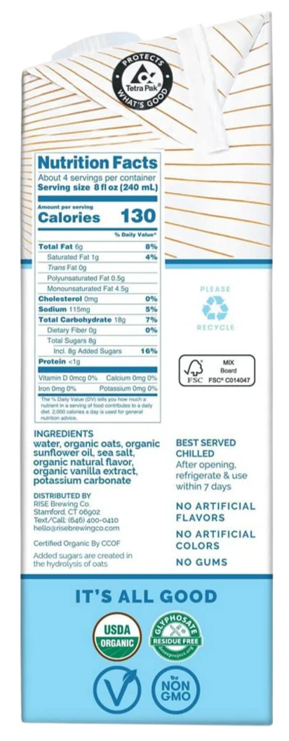 Organic Oat Milk Vanilla Latte Cold Brew Coffee - Image 3