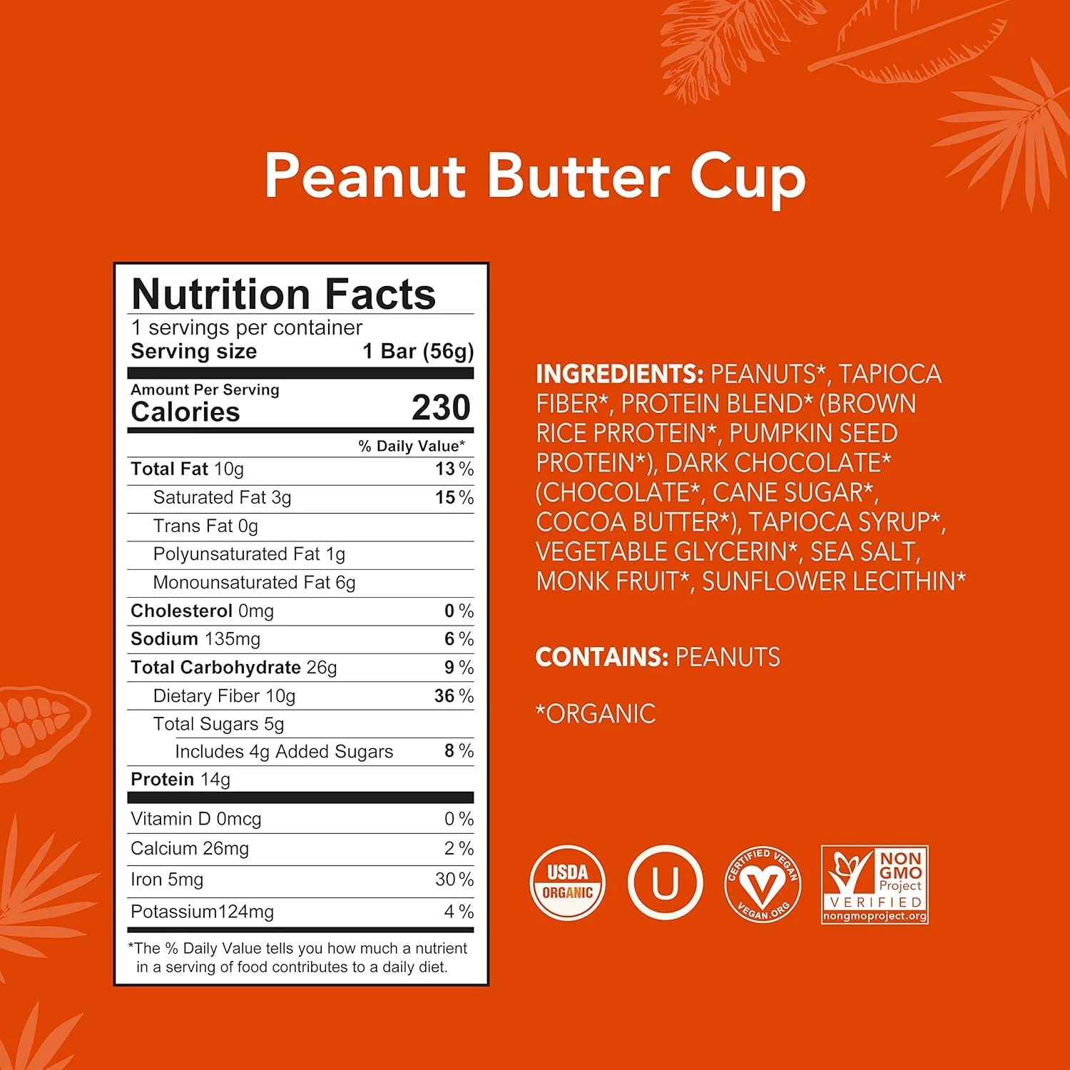 Organic Peanut Butter Cup Plant-Based Protein Bar (12 CT) - Image 4