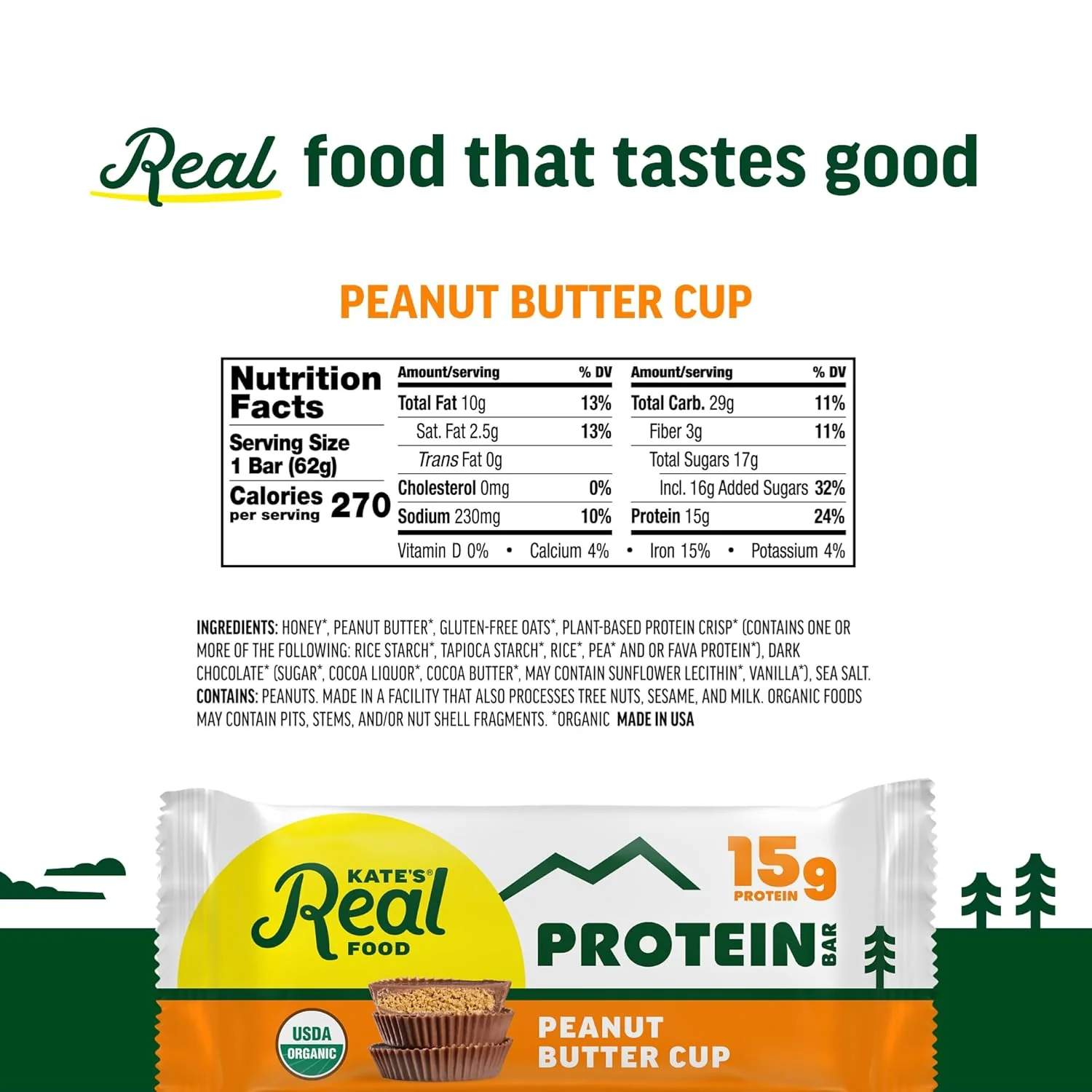 Organic Peanut Butter Cup Protein Bar (12 CT) - Image 5