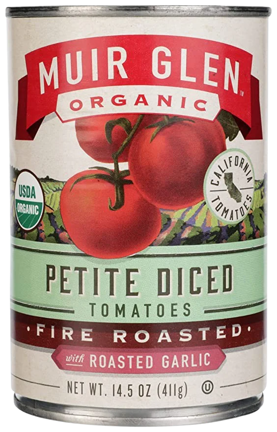 Organic Petit Fire Roasted Garlic Diced Tomatoes
