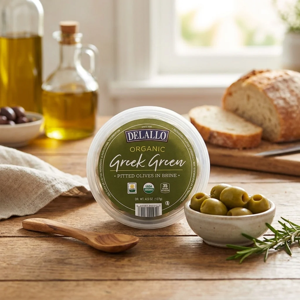 Organic Pitted Greek Green Olives in Brine - Image 3