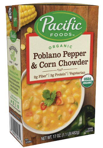 Organic Poblano Pepper And Corn Chowder Soup
