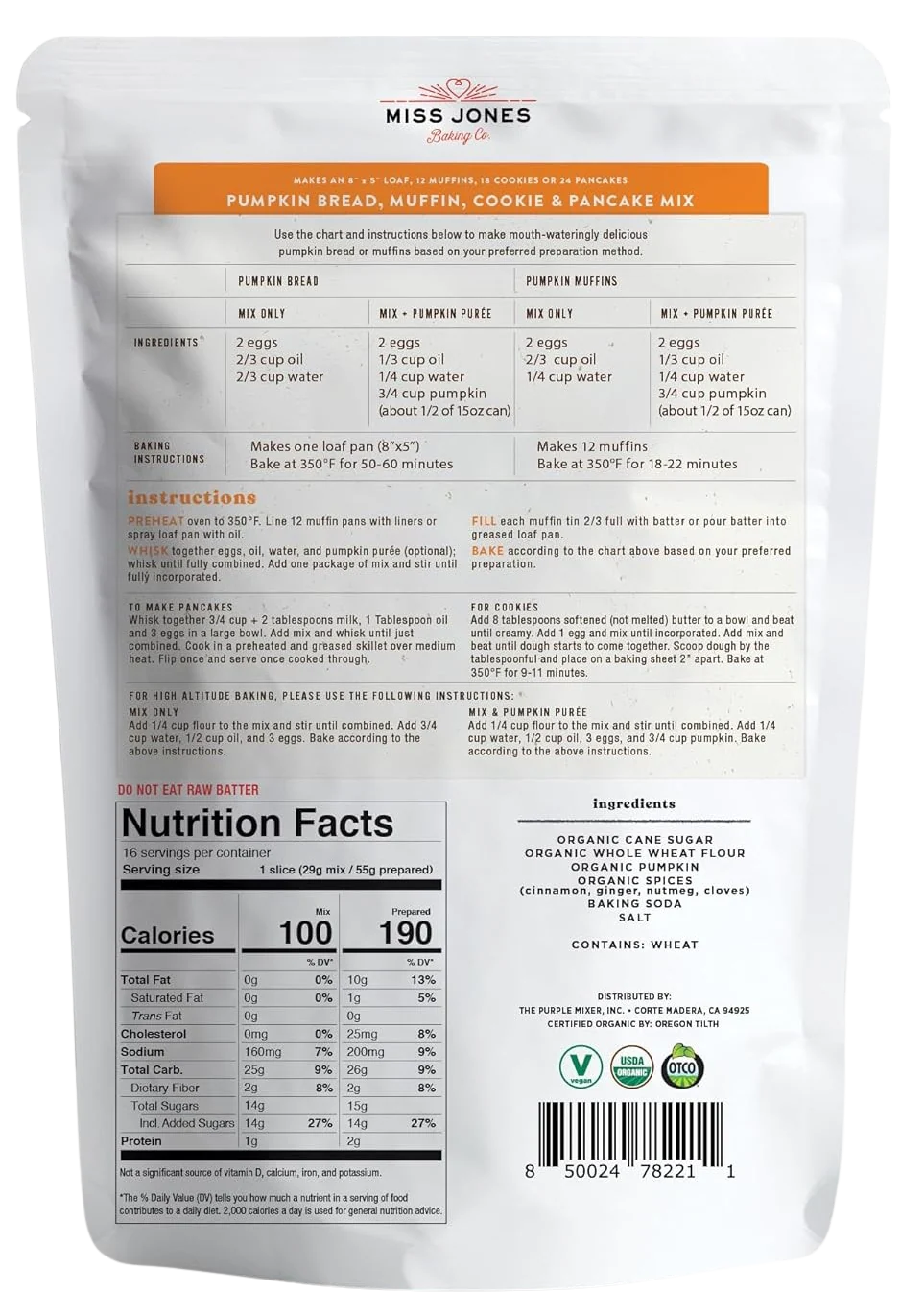 Organic Pumpkin Bread, Muffin, Cookie & Pancake Mix - Image 4