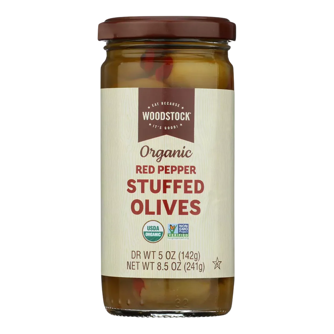 Organic Red Pepper Stuffed Olives