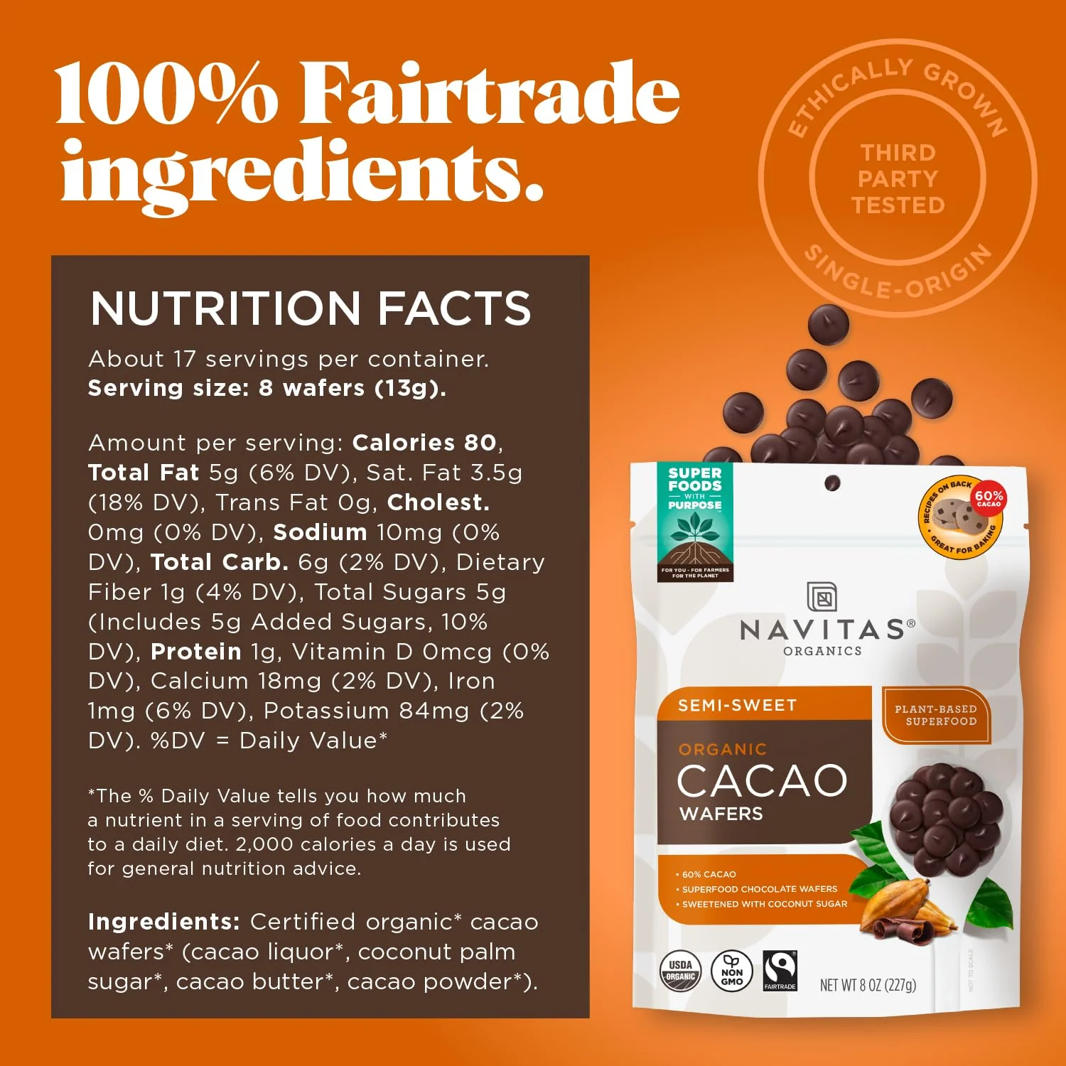 Organic Semi-Sweet Cacao Wafers Chips - Image 2
