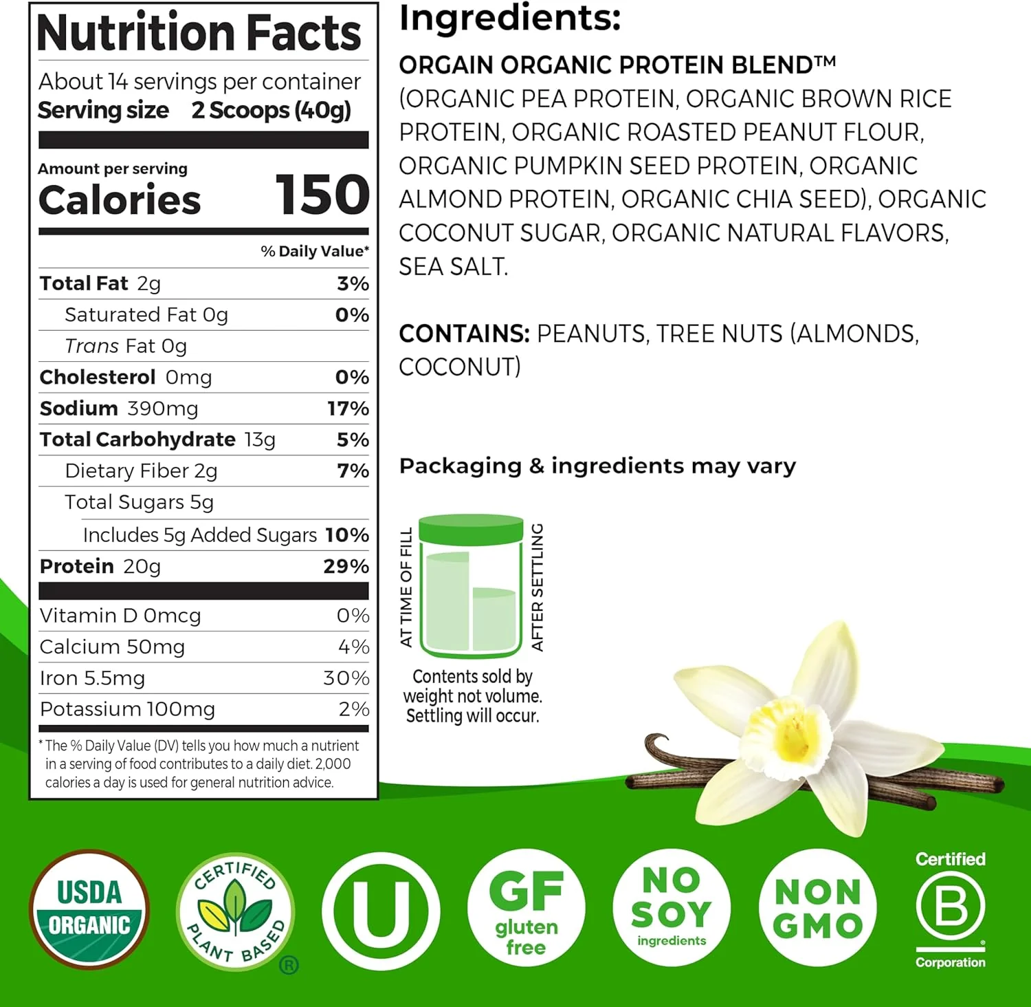 Organic Simple Vegan Protein Powder - Vanilla - Image 2