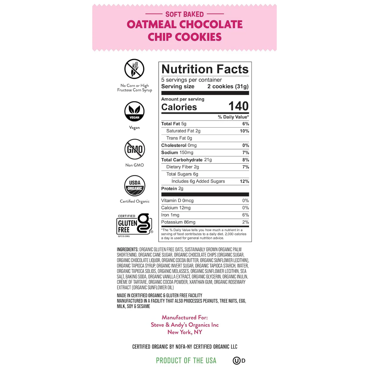 Organic Soft Baked Oatmeal Chocolate Chip Cookies - Image 2