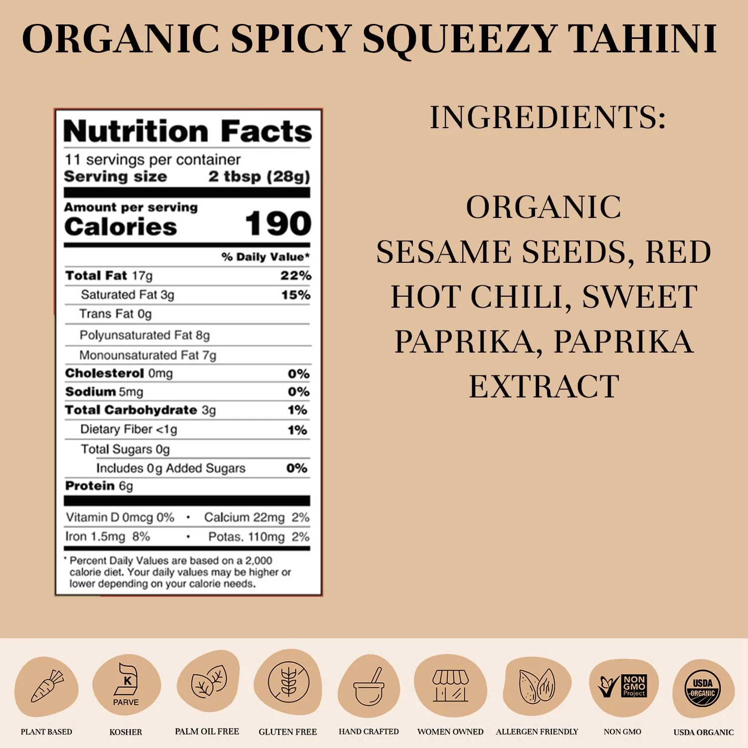 Organic Spicy Tahini Squeeze Bottle - Image 2