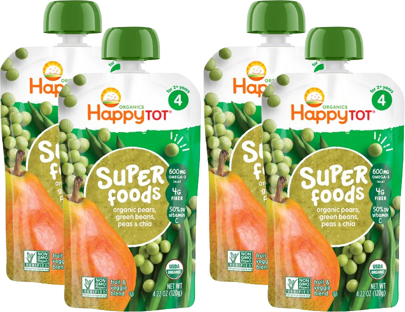 Organic Superfoods Chia 2+ Years Pears Peas & Green Beans (4 Pack)