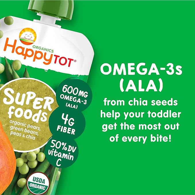 Organic Superfoods Chia 2+ Years Pears Peas & Green Beans (4 Pack) - Image 3
