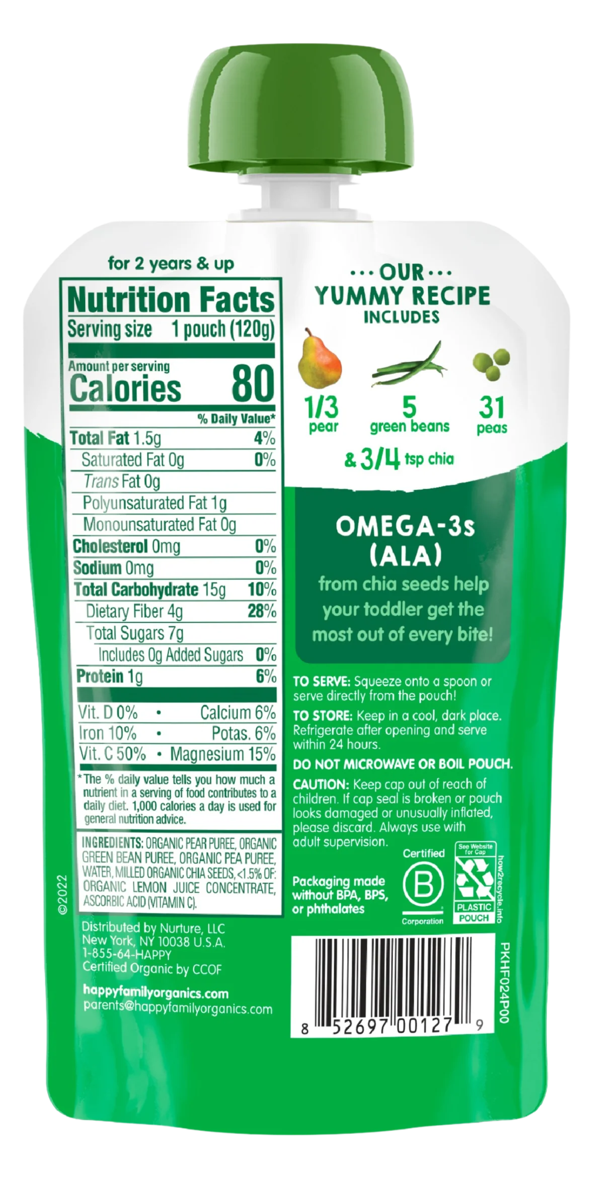 Organic Superfoods Chia 2+ Years Pears Peas & Green Beans (4 Pack) - Image 4