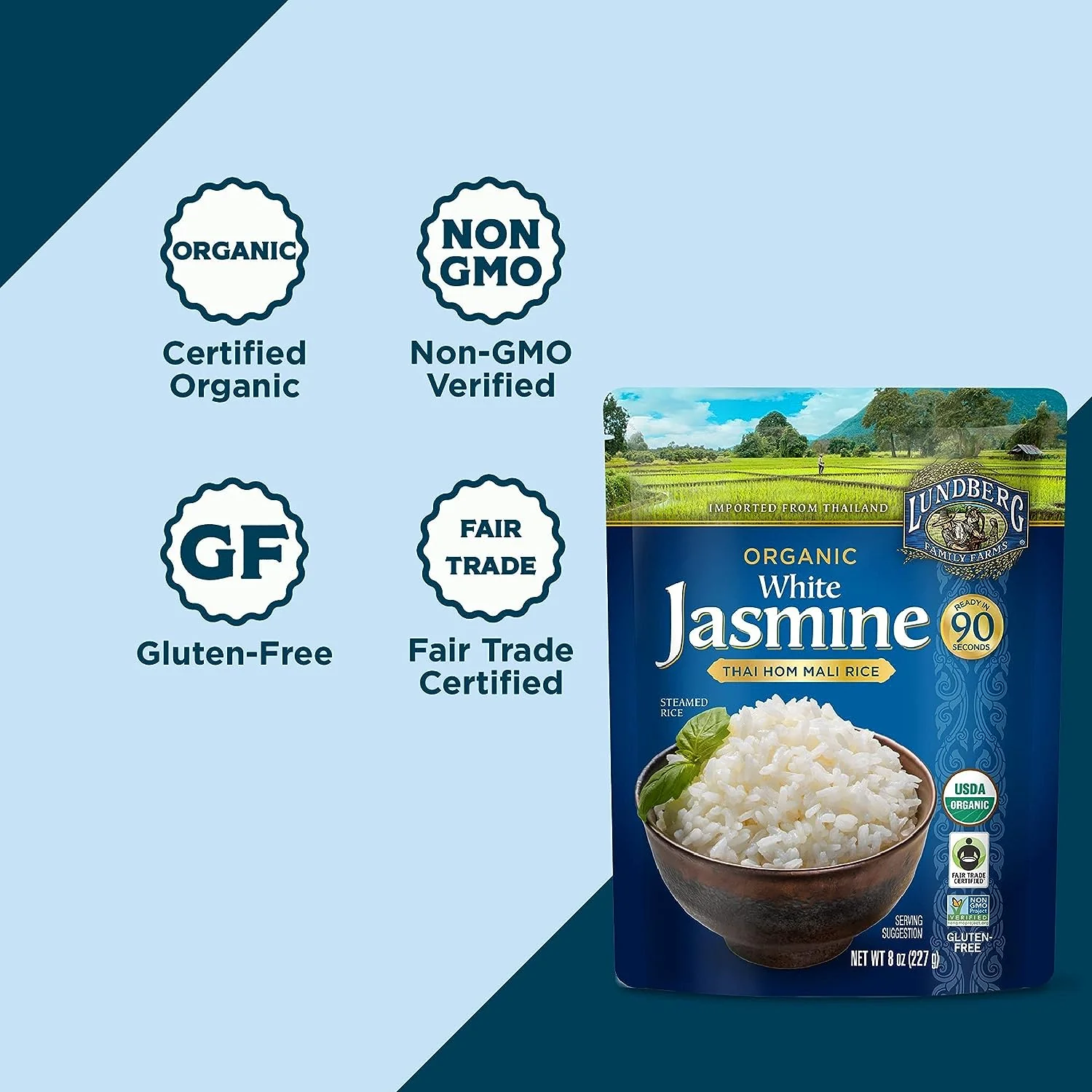 Organic Thai Hom Mali White Jasmine 90-Second Rice (6 Pack) - Image 3