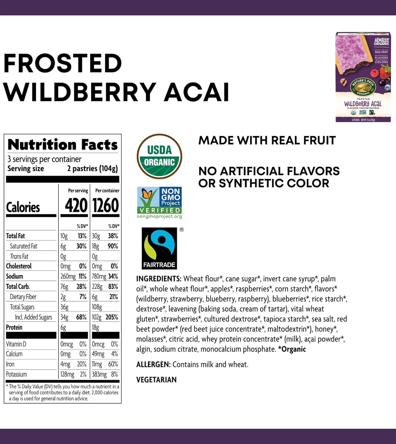 Organic Toaster Pastries Frosted Wildberry Acai - Image 3