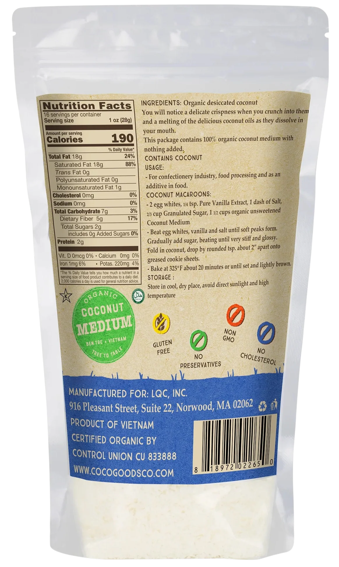 Organic Unsweetened Desiccated Coconut, FINE - Image 2