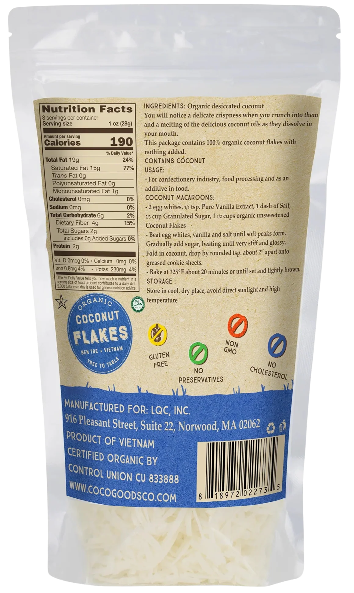 Organic Desiccated Coconut Flakes - Unsweetened - Image 2