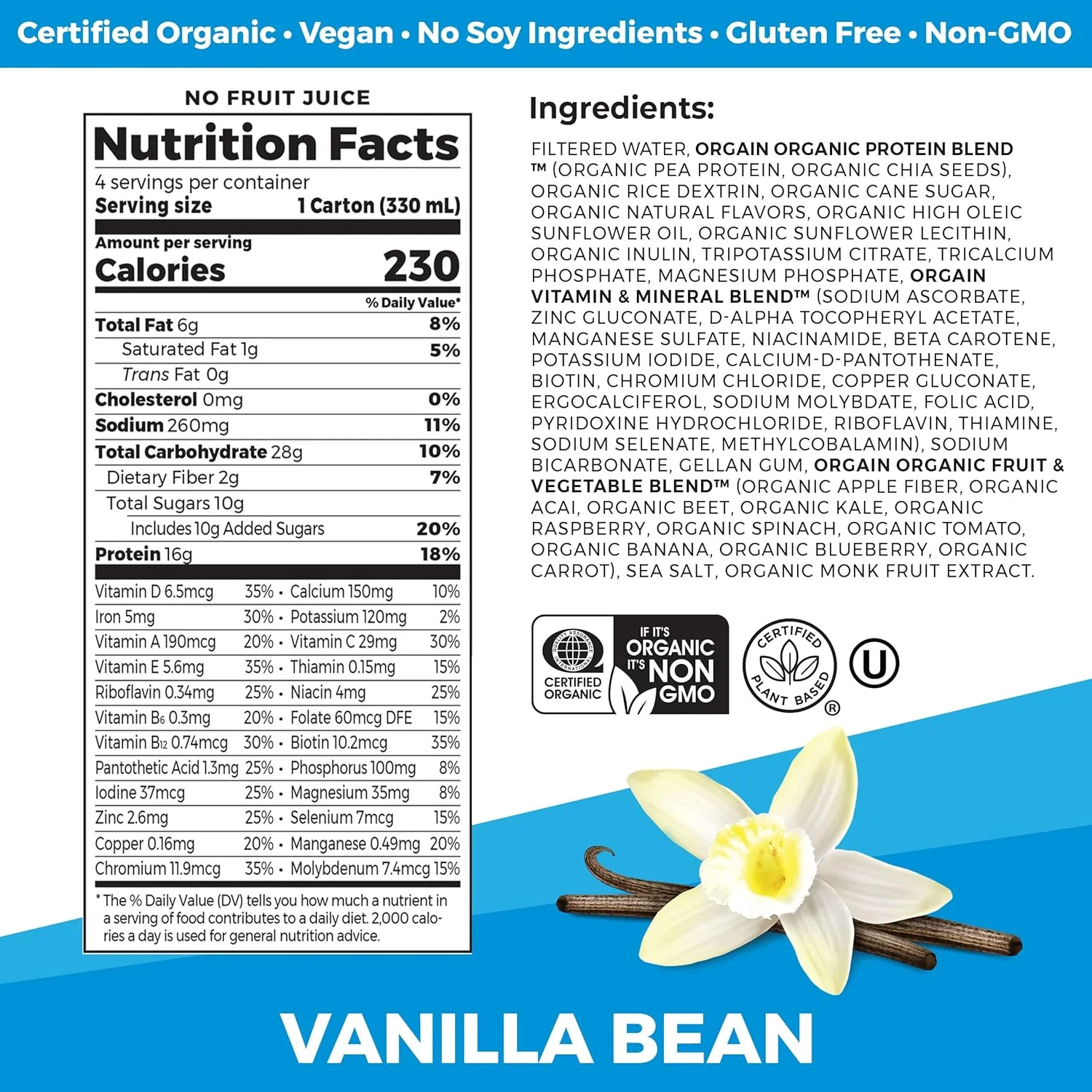 Organic Vanilla Bean Protein Shake (4 Pack) - Image 4