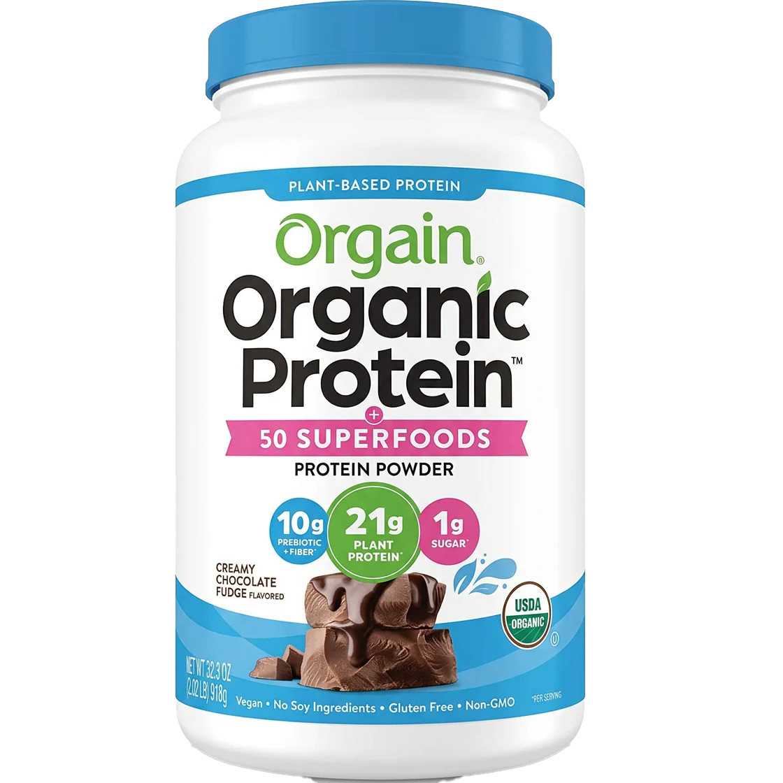 Organic Vegan Protein + 50 Superfoods Powder - Creamy Chocolate Fudge