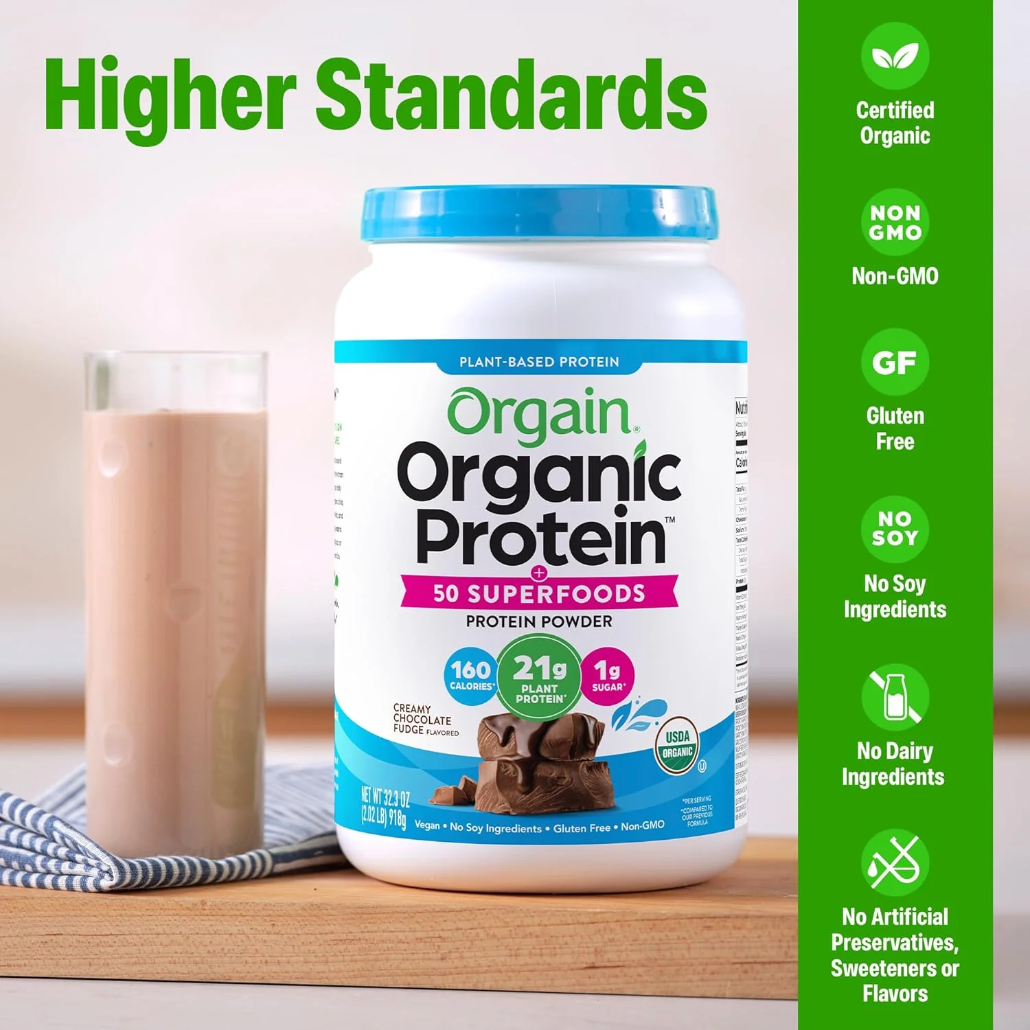 Organic Vegan Protein + 50 Superfoods Powder - Creamy Chocolate Fudge - Image 2